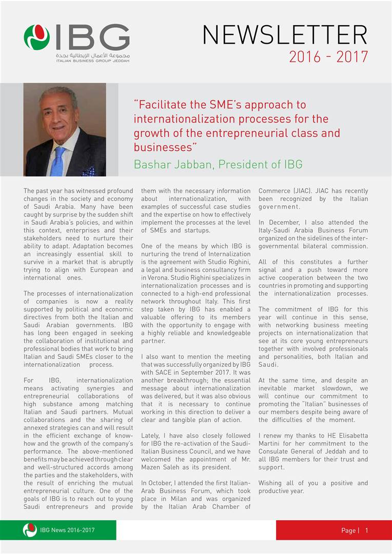 Italian Business Group (IBG) - Newsletter Italian Business Group (IBG) - Newsletter