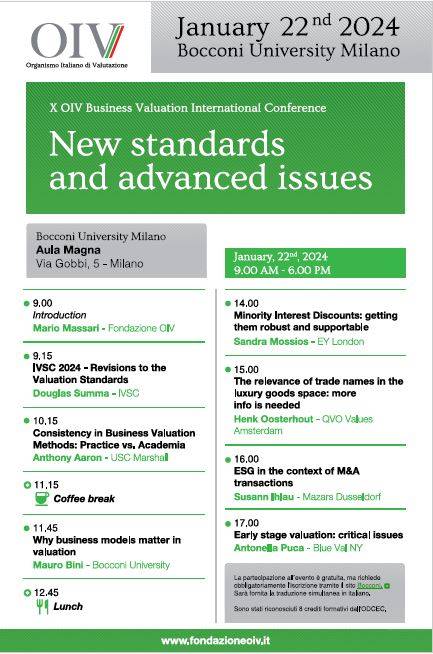 OIV Business Valuation International Conference  - New standards and advanced issues