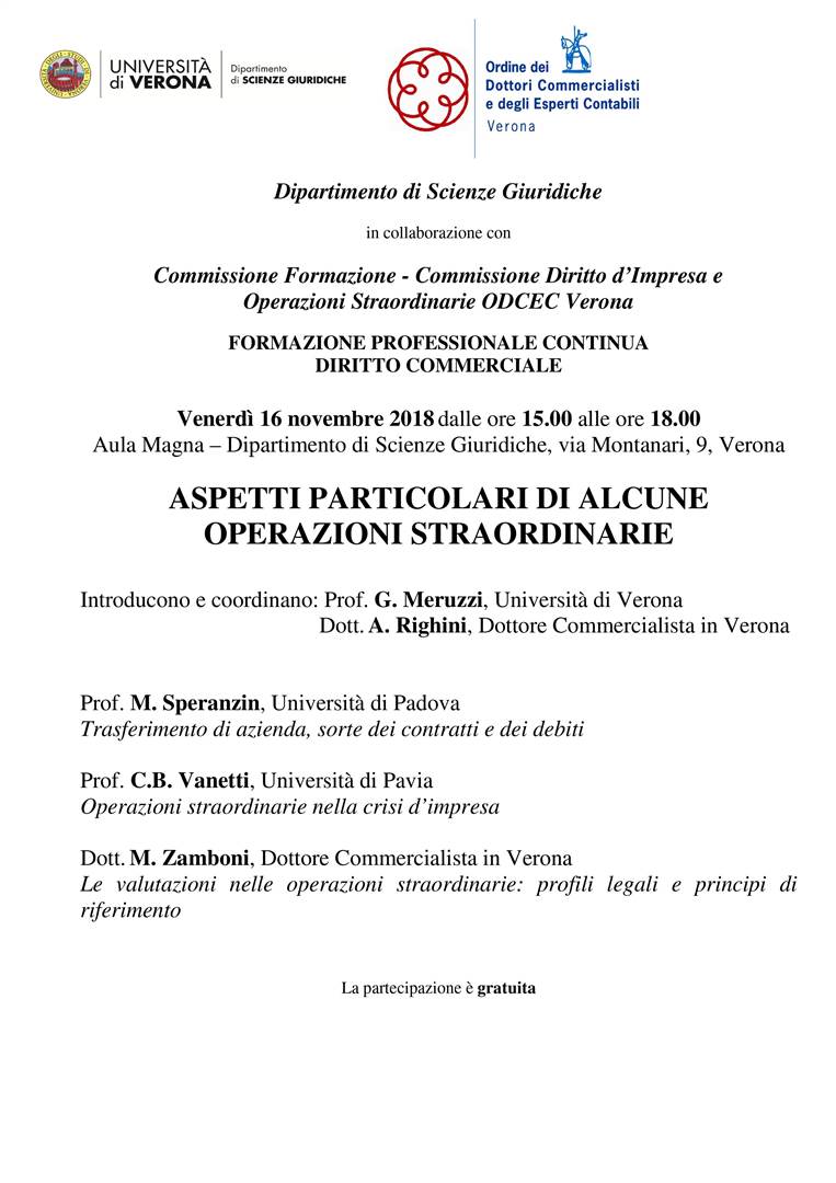 Aspetti particolari di alcune operazioni straordinarie