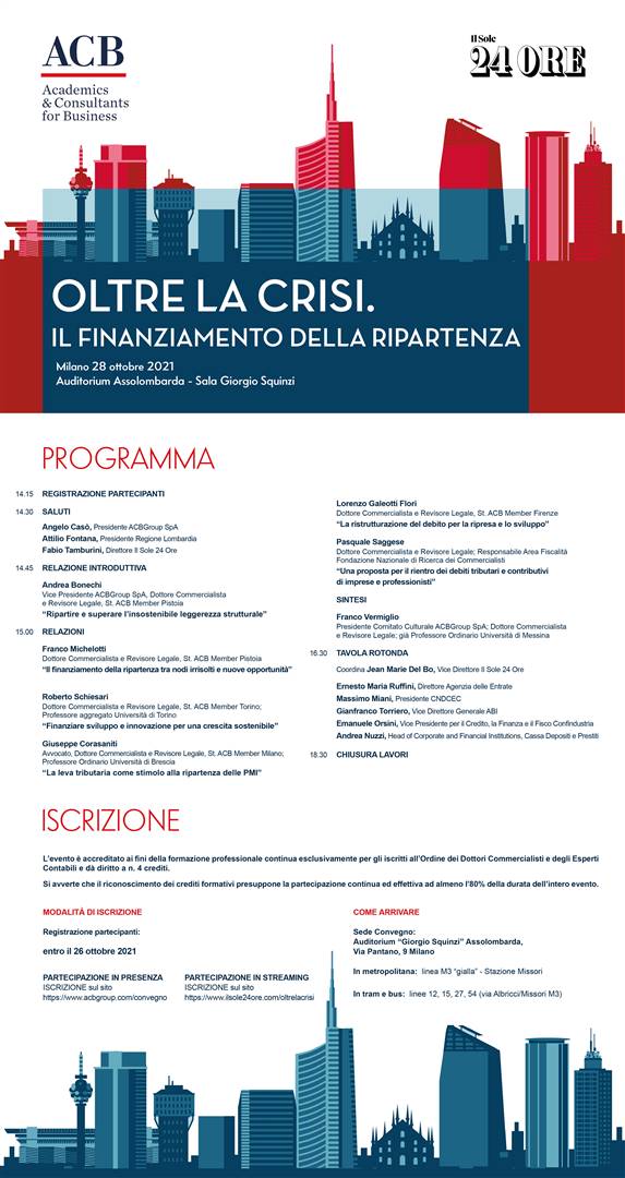 OLTRE LA CRISI. Il finanziamento della ripartenza 