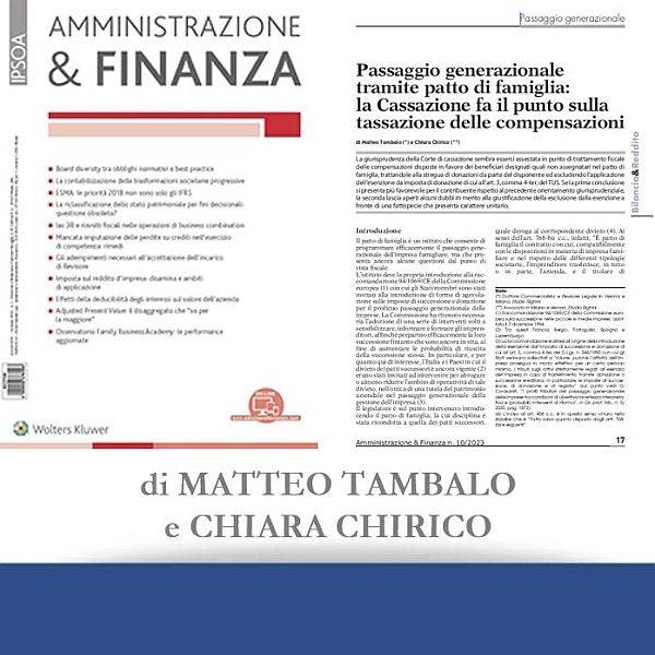 Passaggio generazionale tramite patto di famiglia: la Cassazione fa il punto sulla tassazione delle compensazioni