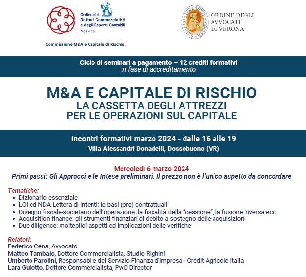 M&amp;A e capitale di rischio