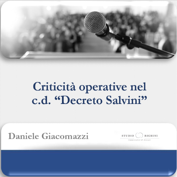 Criticit&#224; operative nel c.d. “Decreto Salvini”
