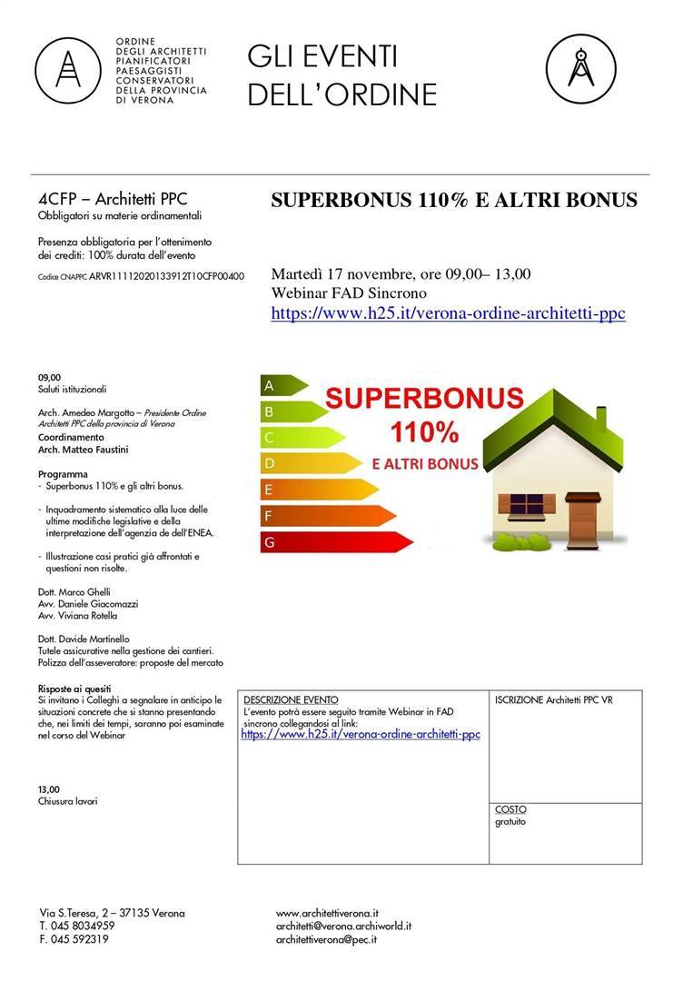 WEBINAR - Superbonus 110% e altri bonus
