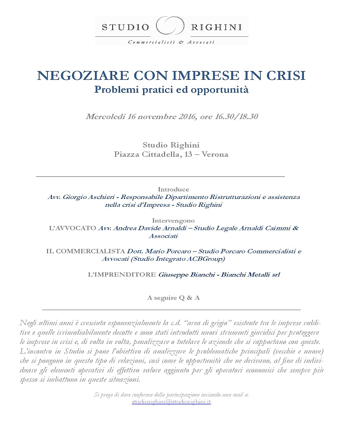 Negoziare con Imprese in crisi - Problemi pratici ed opportunit&#224;