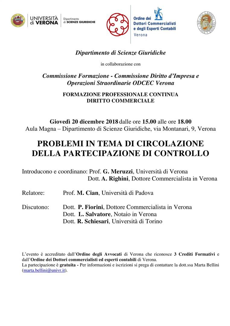 Problemi in tema di circolazione della partecipazione di controllo